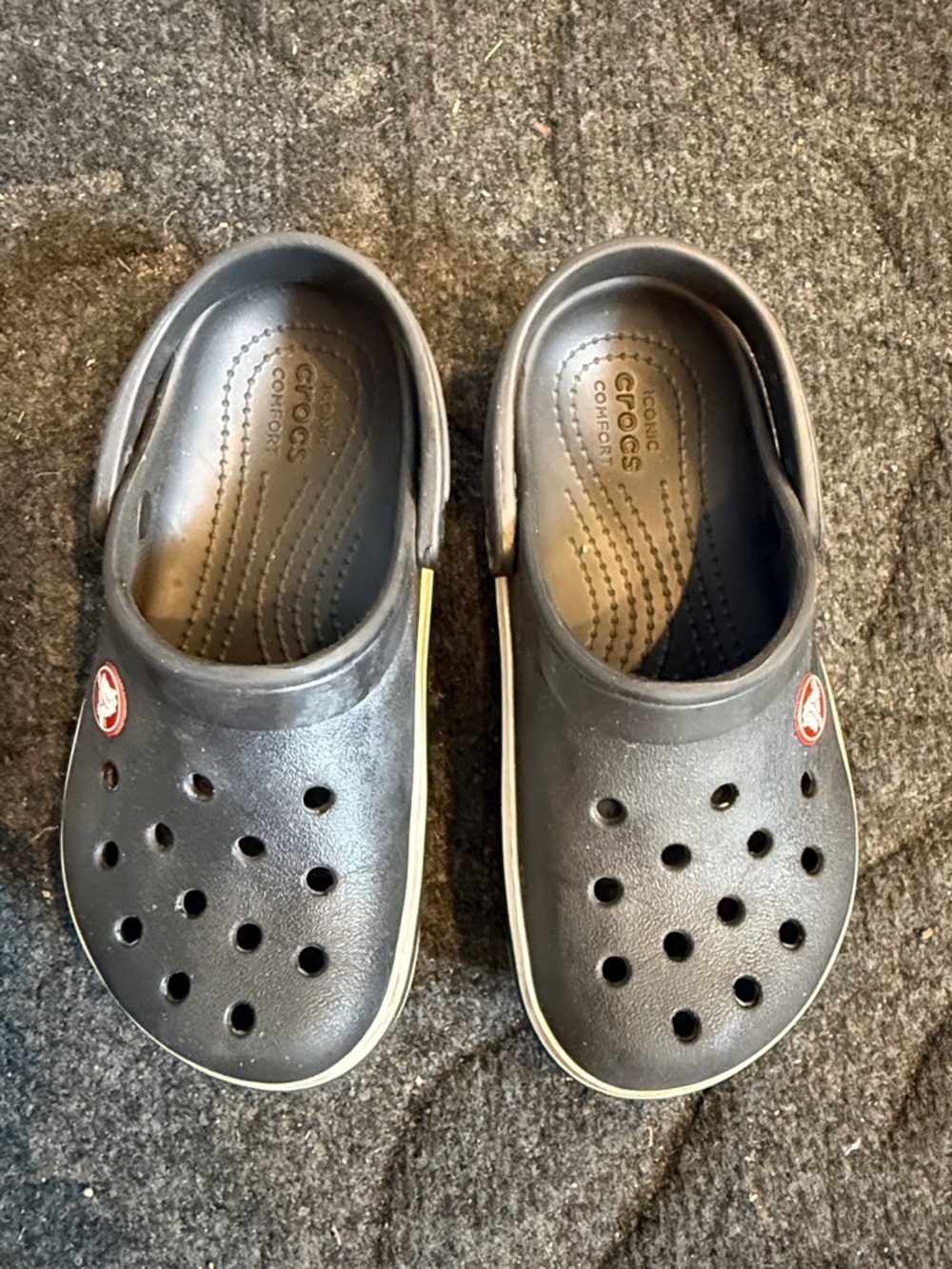 CROCS Kids' Classic Clog in Black with White Trim